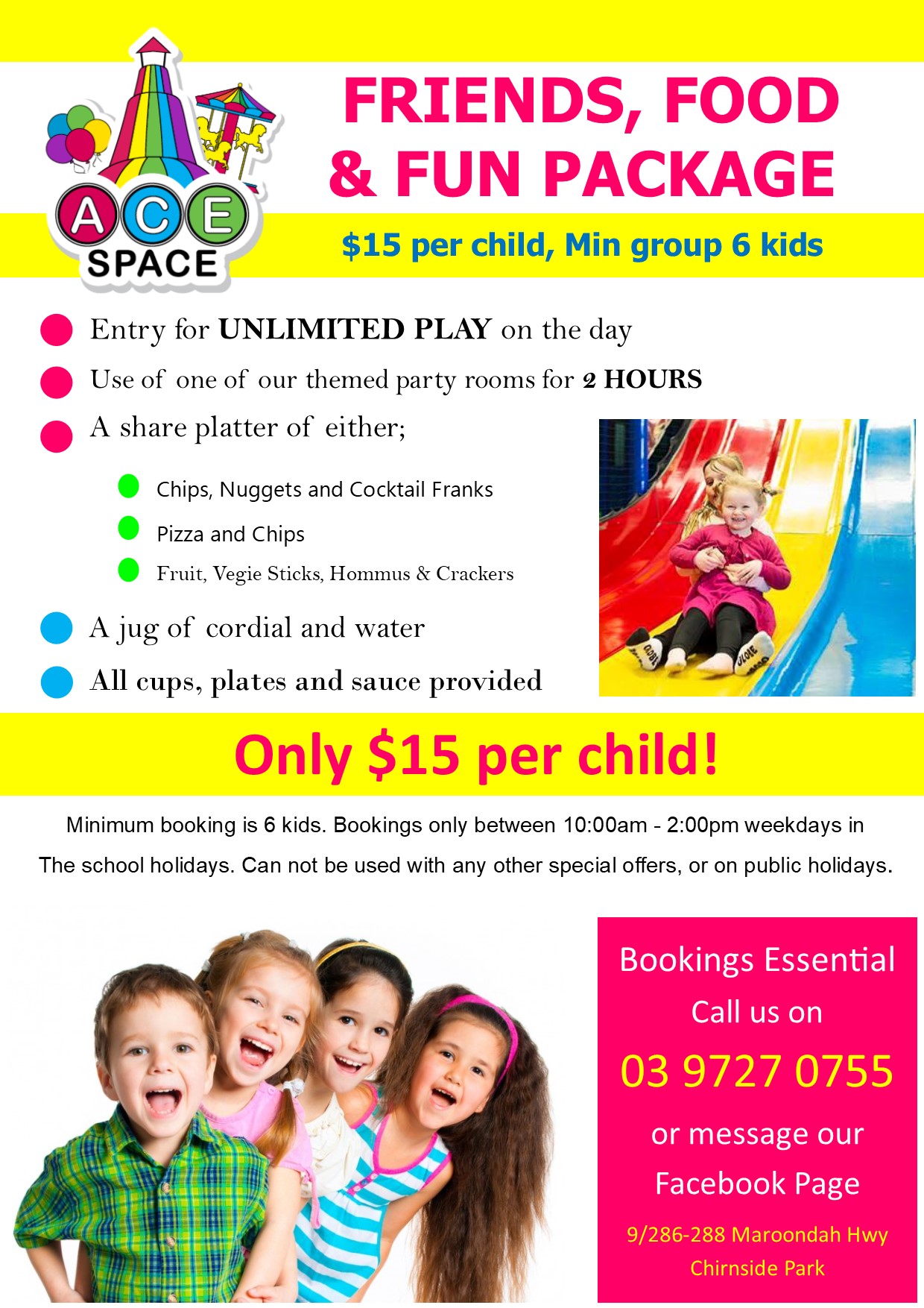 Friends Food and Fun Package 2019 school holiday